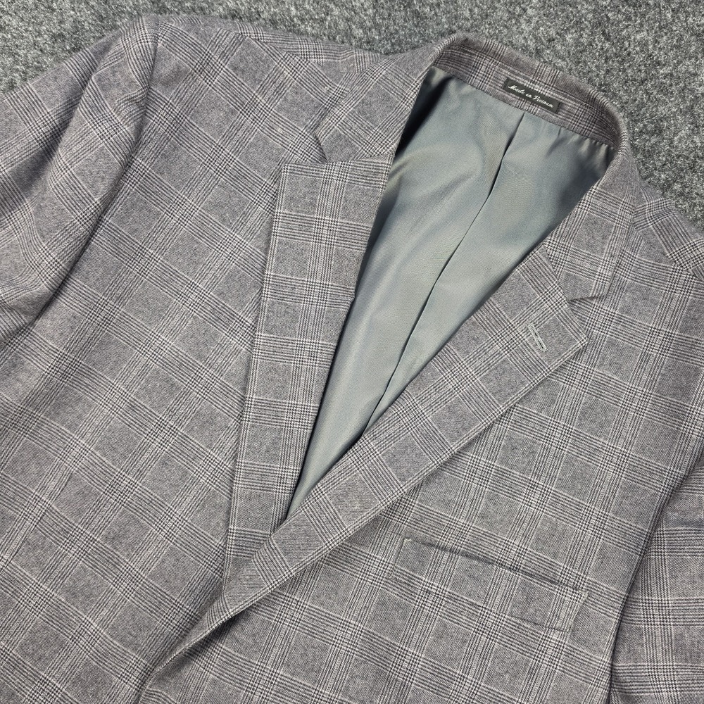 John Bartlett Statements 50R Gray Glen Plaid Cotton Stretch Blazer Classic Fit